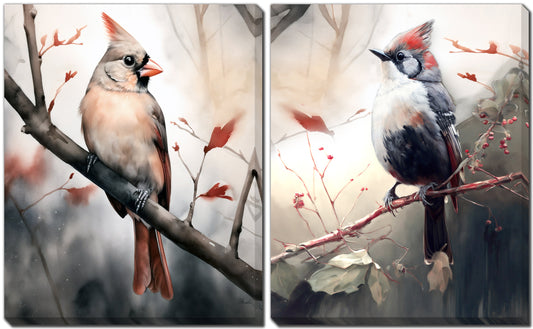 Bird on Branch Set of 2