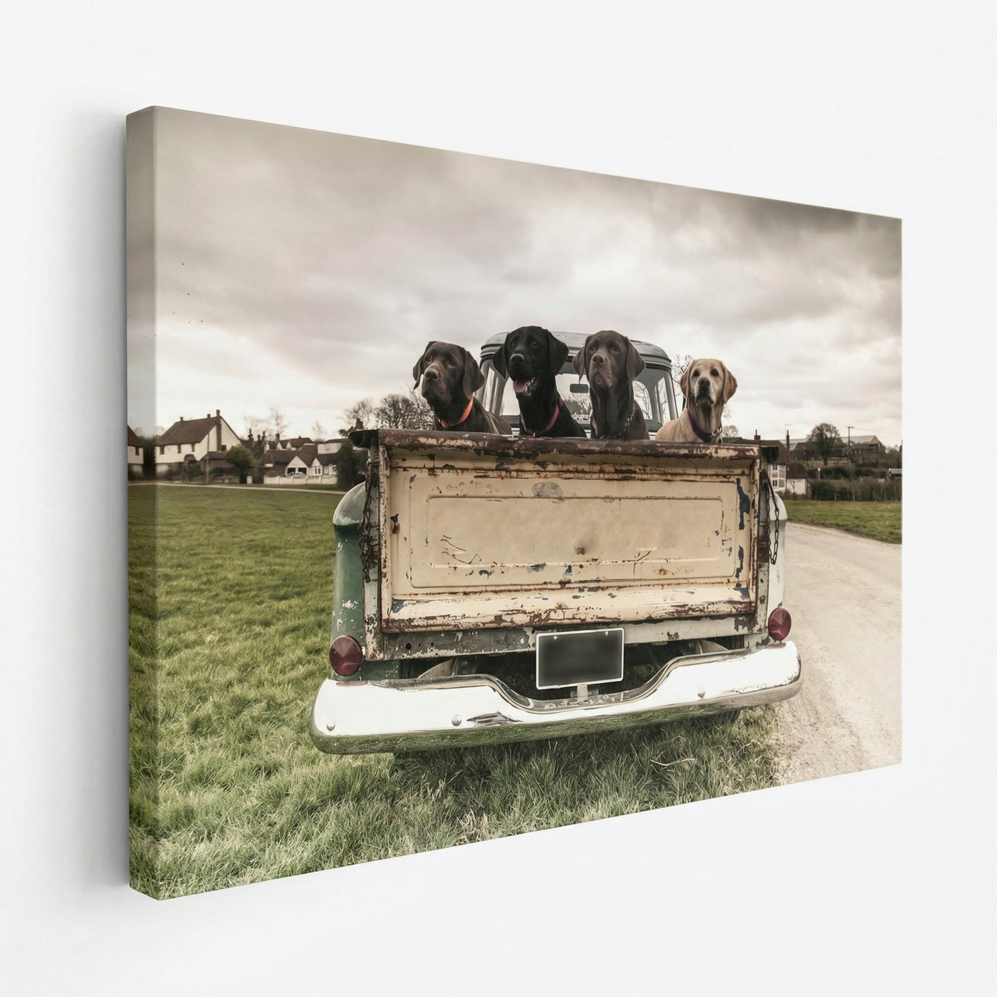 Labradors In A Vintage Truck