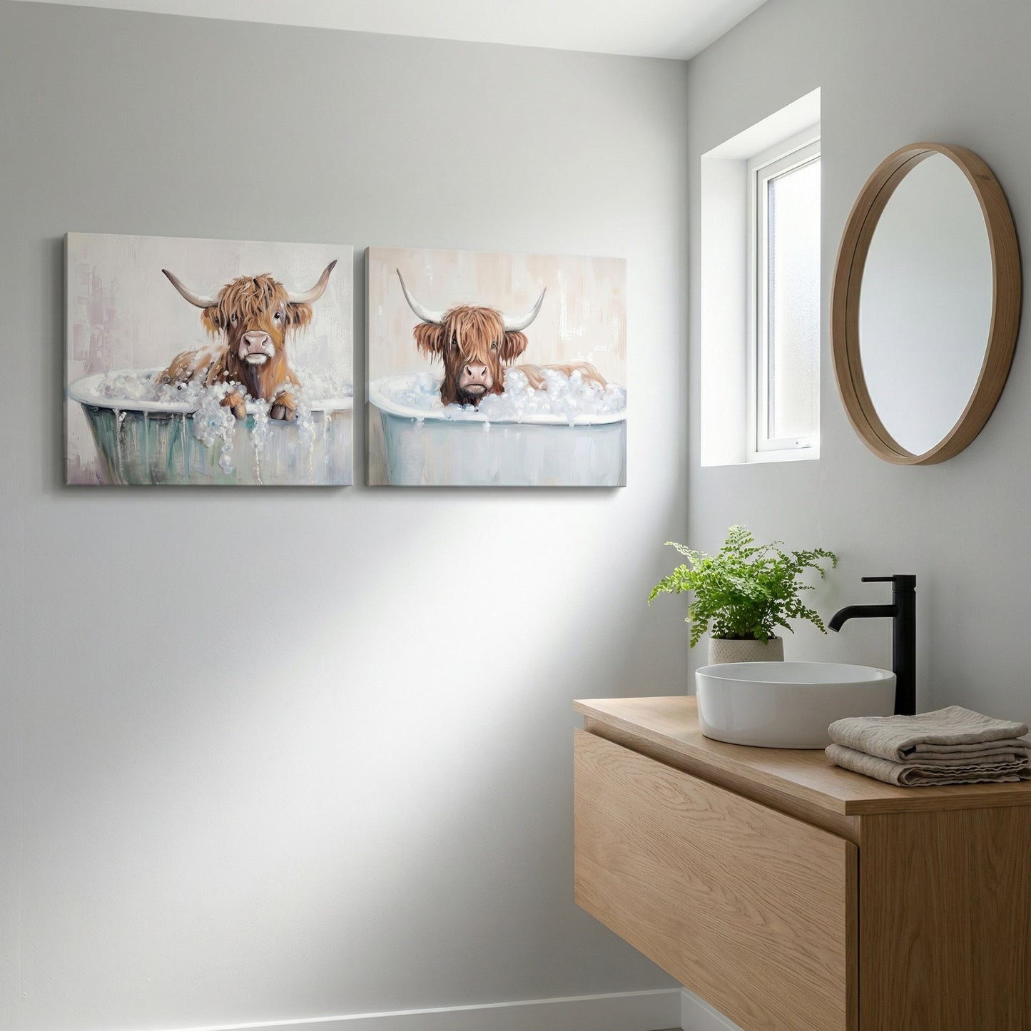 Highland Cow Bath Set of 2